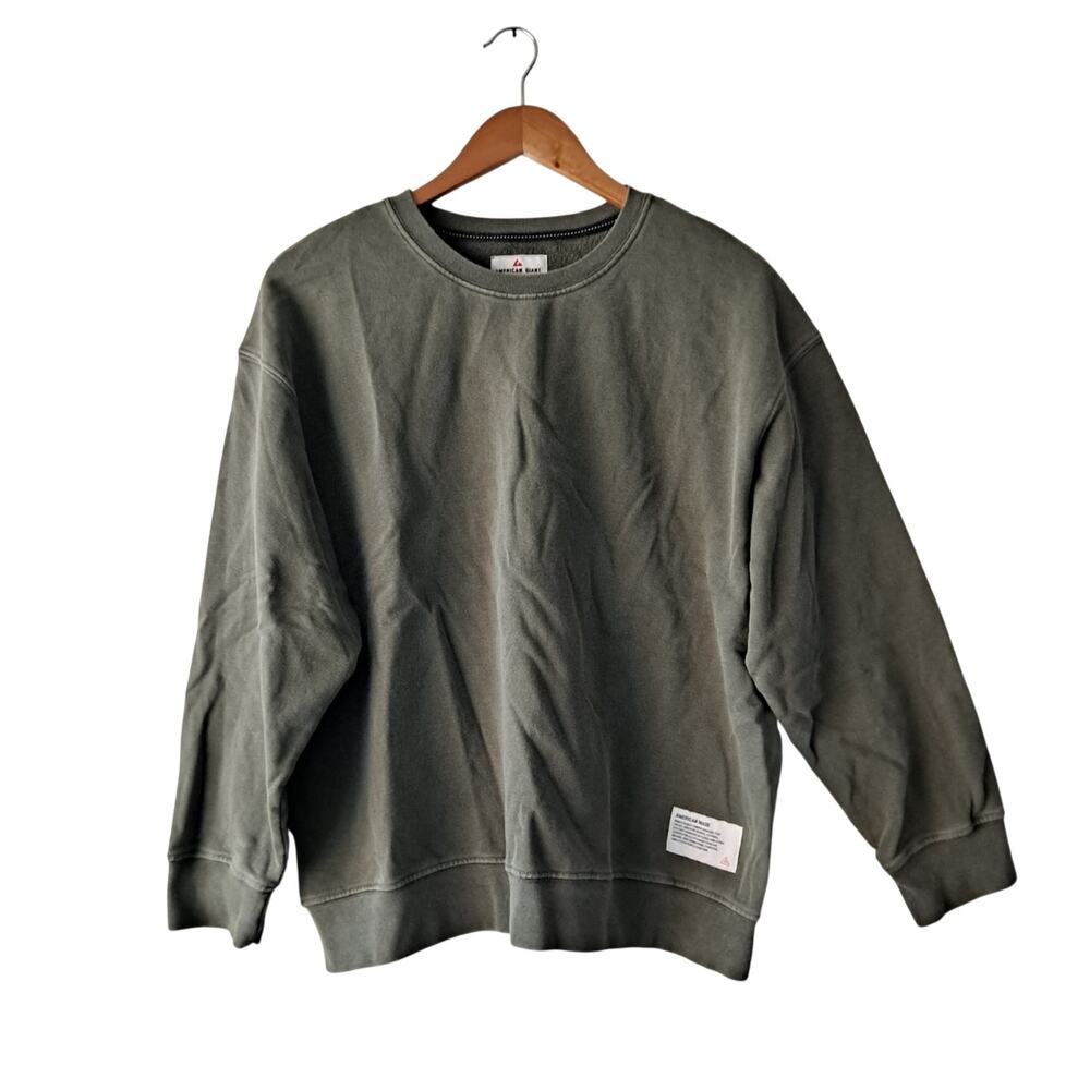 American Giant Vintage Washed Relax French Terry Sweatshirt Olive Women's L NWOT